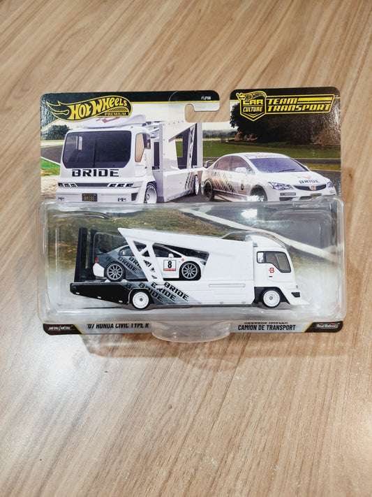 Hot Wheels Team Transport ’07 Honda Civic Type R & Kousoku Hauler FLF56 | Car Culture 1:64 Premium Diecast Set