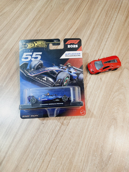Hot Wheels Premium Formula 1 2025 Atlassian Williams Racing #55 & Lose Metal Lamborghini Countach Lpi 800-4