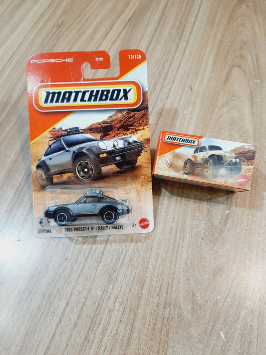 (Creased Cards) Matchbox 1985 Porsche 911 Rally & Volkswagen Beetle 4x4