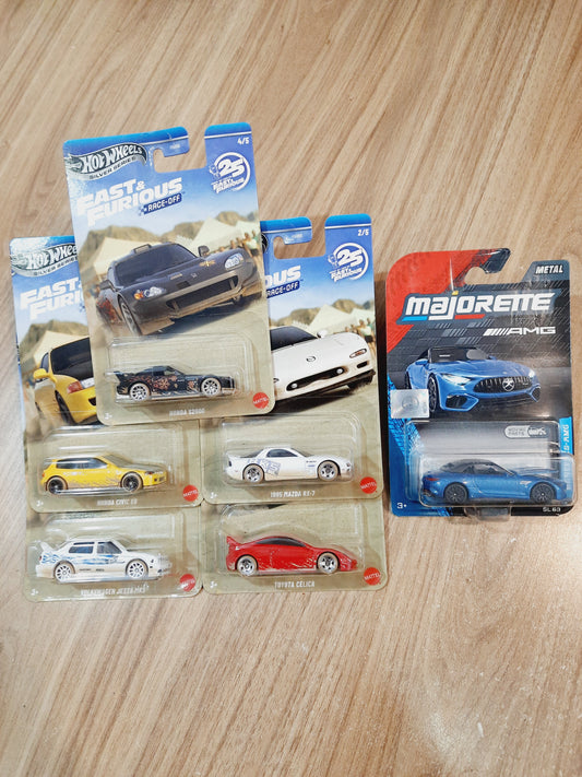 Hot Wheels Fast & Furious Race Off (Pack of 5) & Majorette Combo