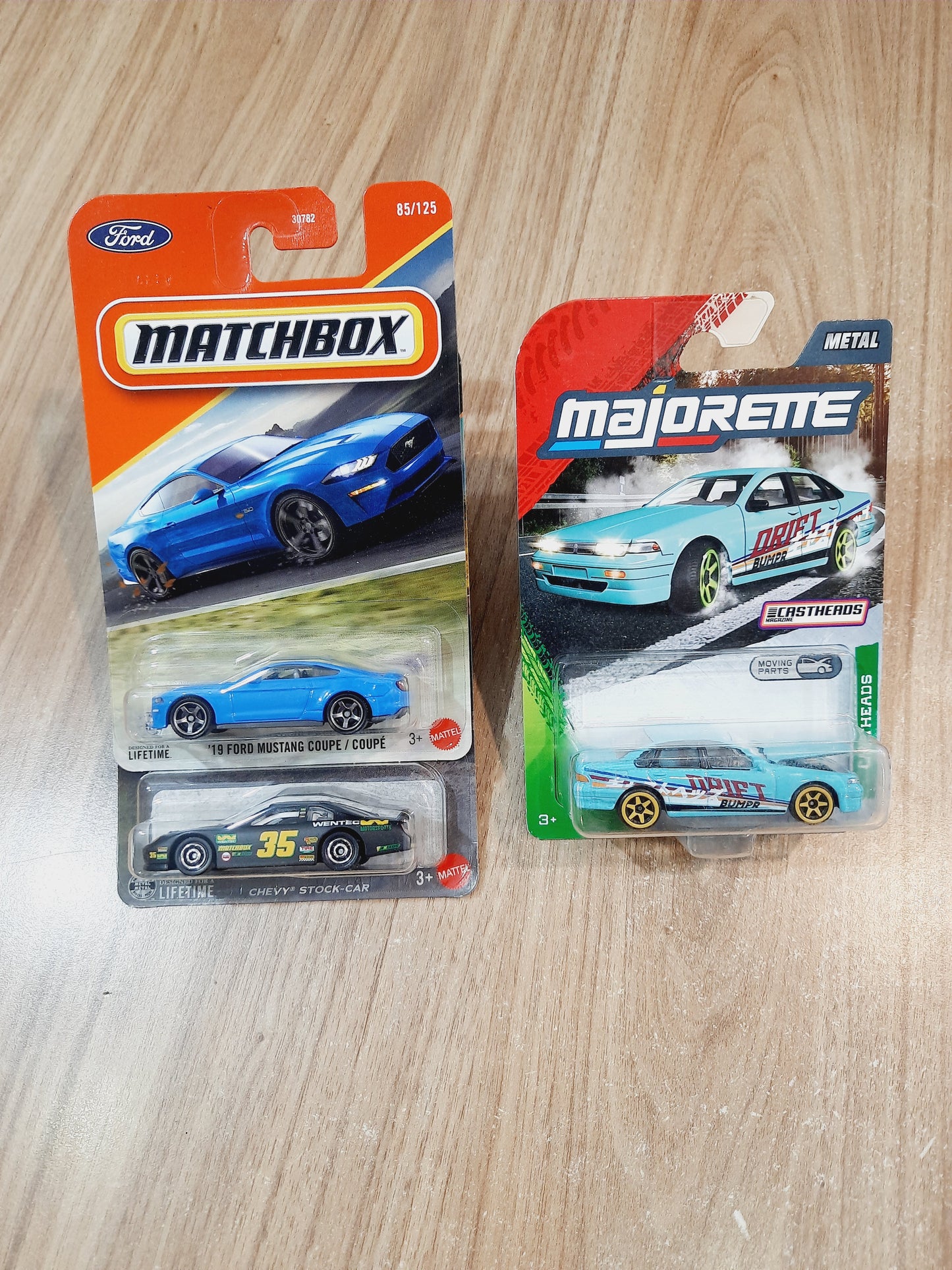 Matchbox 19 Ford Mustang Coupe, Chevy Stock Car & Majorette Combo