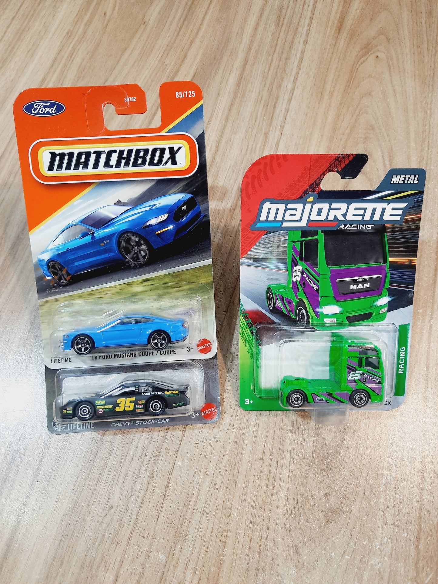 Matchbox 19 Ford Mustang Coupe, Chevy Stock Car & Majorette Combo