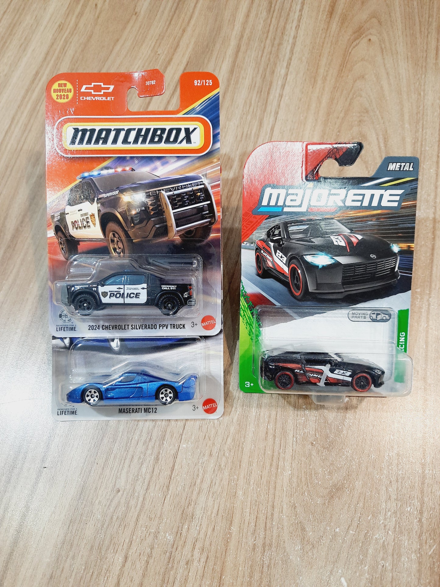 Matchbox 2024 Chevrolet Silverado PPV Truck, Maserati MC12 & Majorette Combo