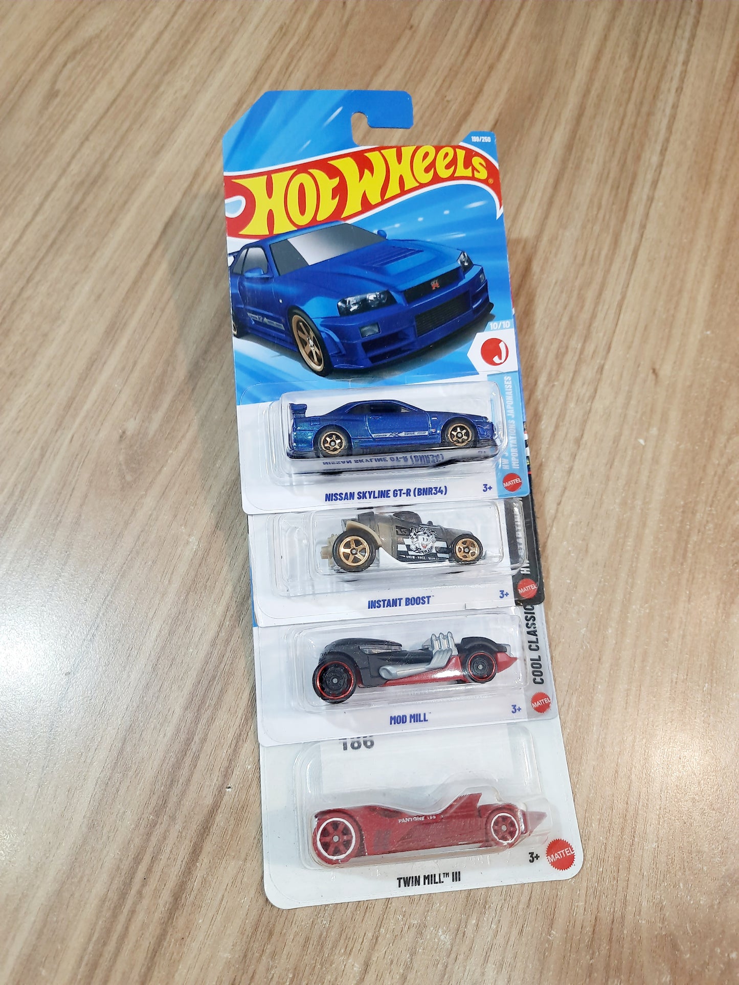 Hot Wheels Nissan Skyline GT R(BNR34), Instant Boost, Mod Mill & Twin Mill lll