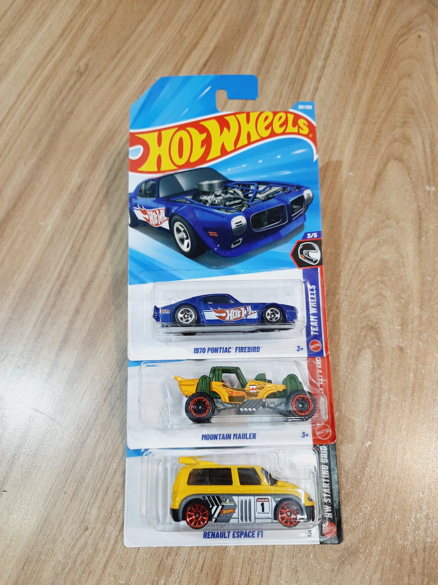 Hot Wheels 1970 Pontiac Firebird, Mountain Mauler & Renault Espace F1