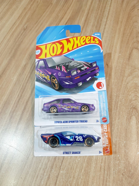 Hot Wheels Toyota AE86 Sprinter Trueno & Street Shaker (combo pack of 2)