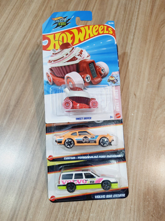 Hot Wheels Treasure Hunt Sweet Driver, Neon Custom Ford Maverick & Volvo 850 Estate