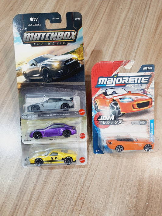Matchbox 2020 Nissan GT R Nismo, 2023 BMW M2, 2005 Ford GT & Majorette Honda S2000