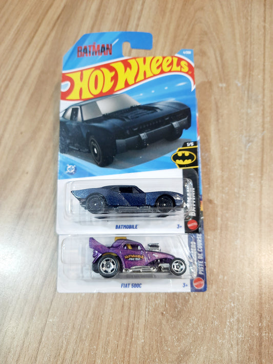 Hot Wheels Batmobile & Fiat 500C Diecast Scale Model