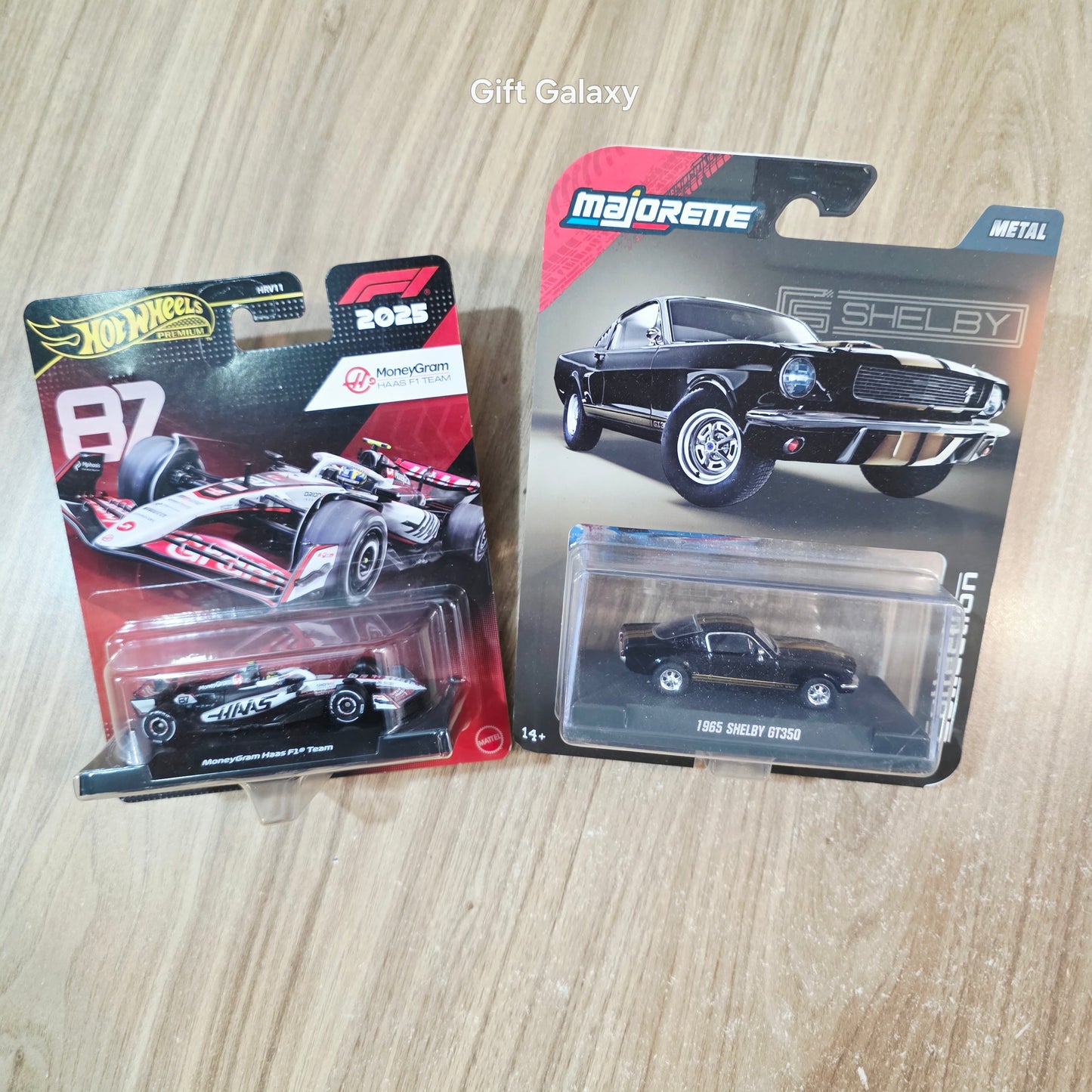 Hot Wheels Premium Formula 1 2025 MoneyGram Haas F1 Team 87 & Majorette 1965 Shelby GT350