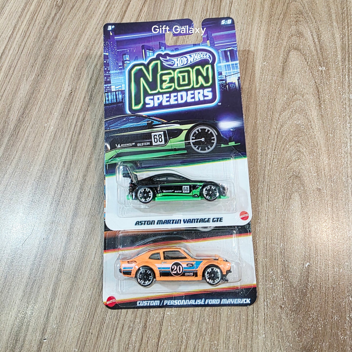 Hot Wheels Neon Speeders Aston Martin Vantage Gte & Custom Ford Maverick