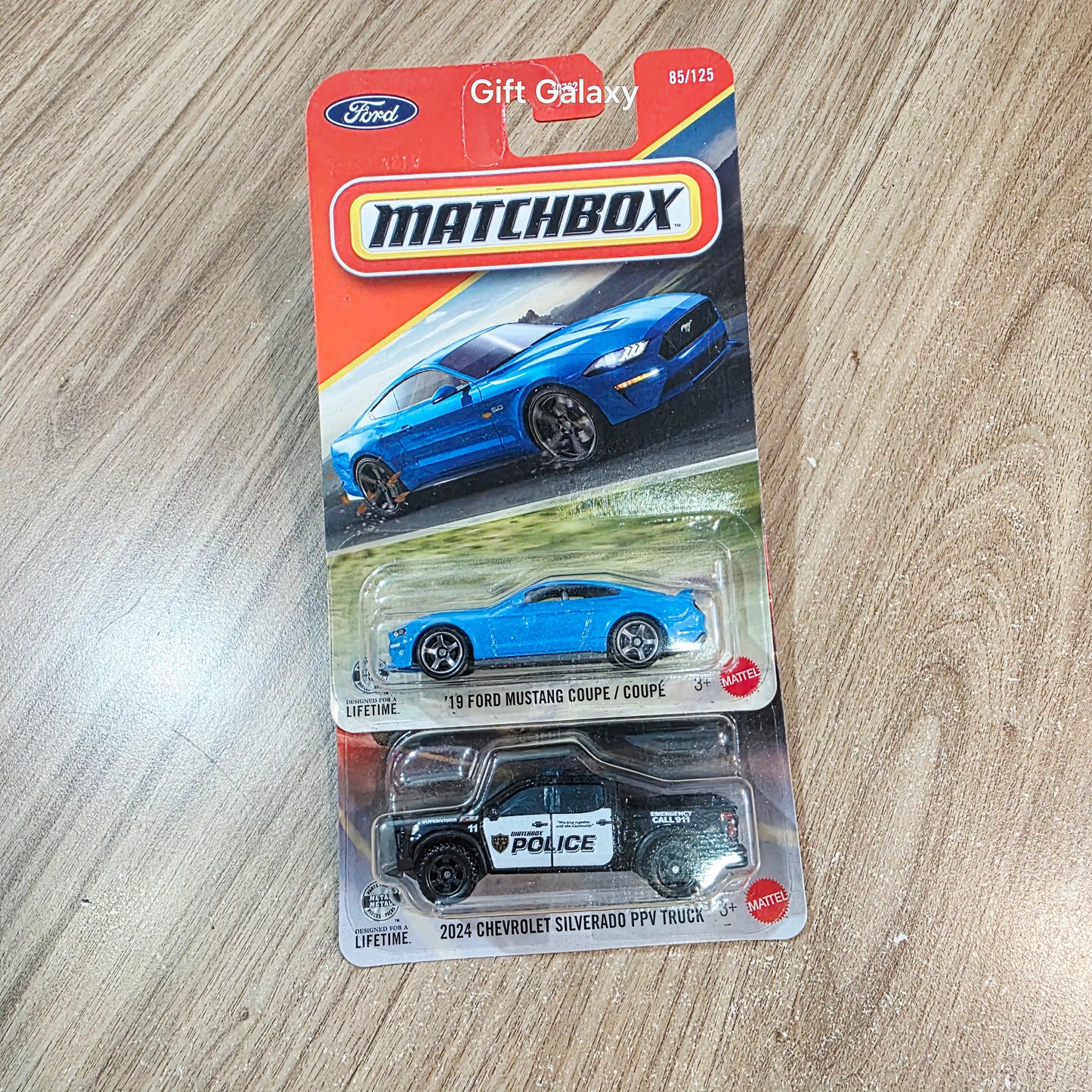 Matchbox 19 Ford Mustang Coupe & 2024 Chevrolet Silverado PPV Truck