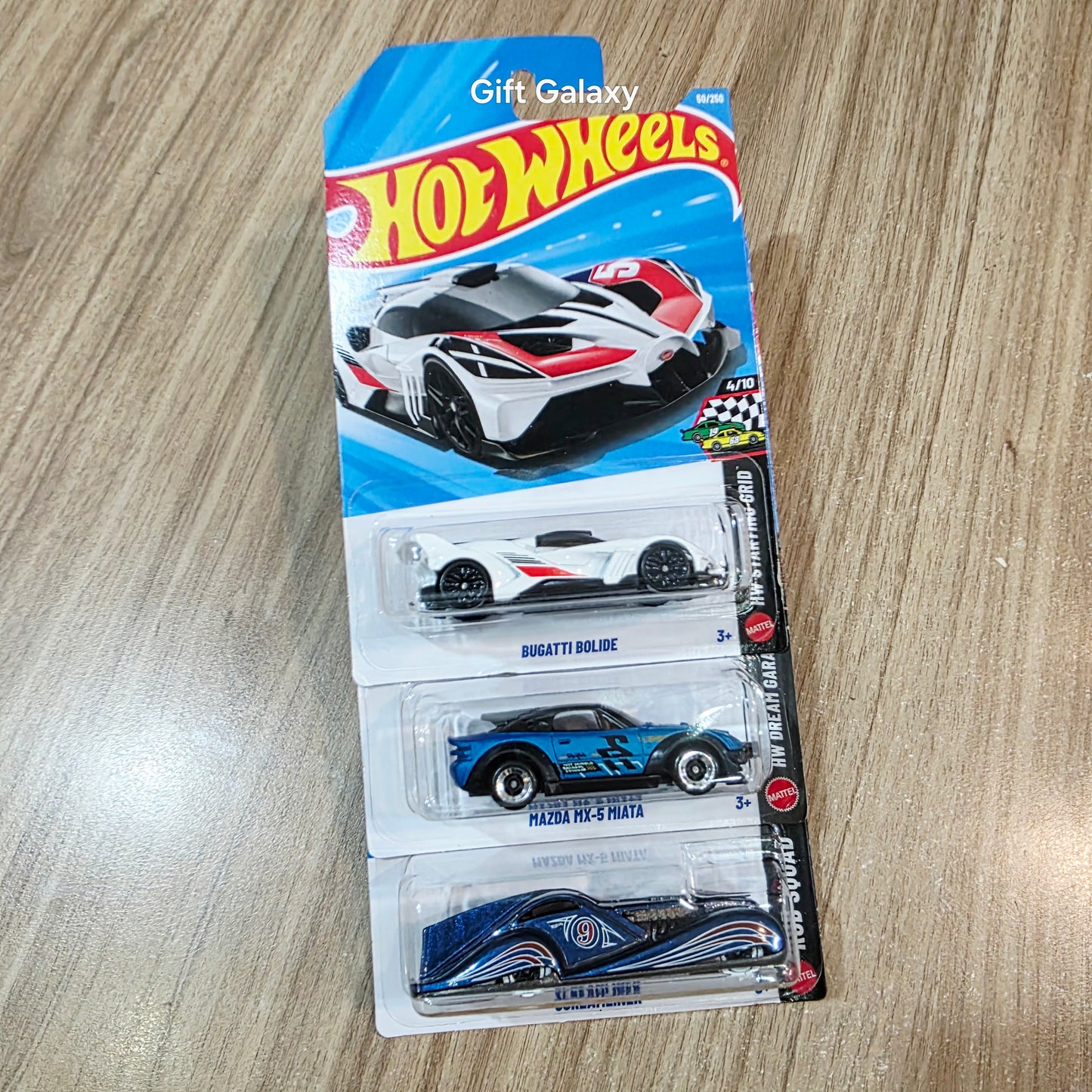 Hot Wheels Bugatti Bolide, Mazda MX 5 Miata & Screamliner