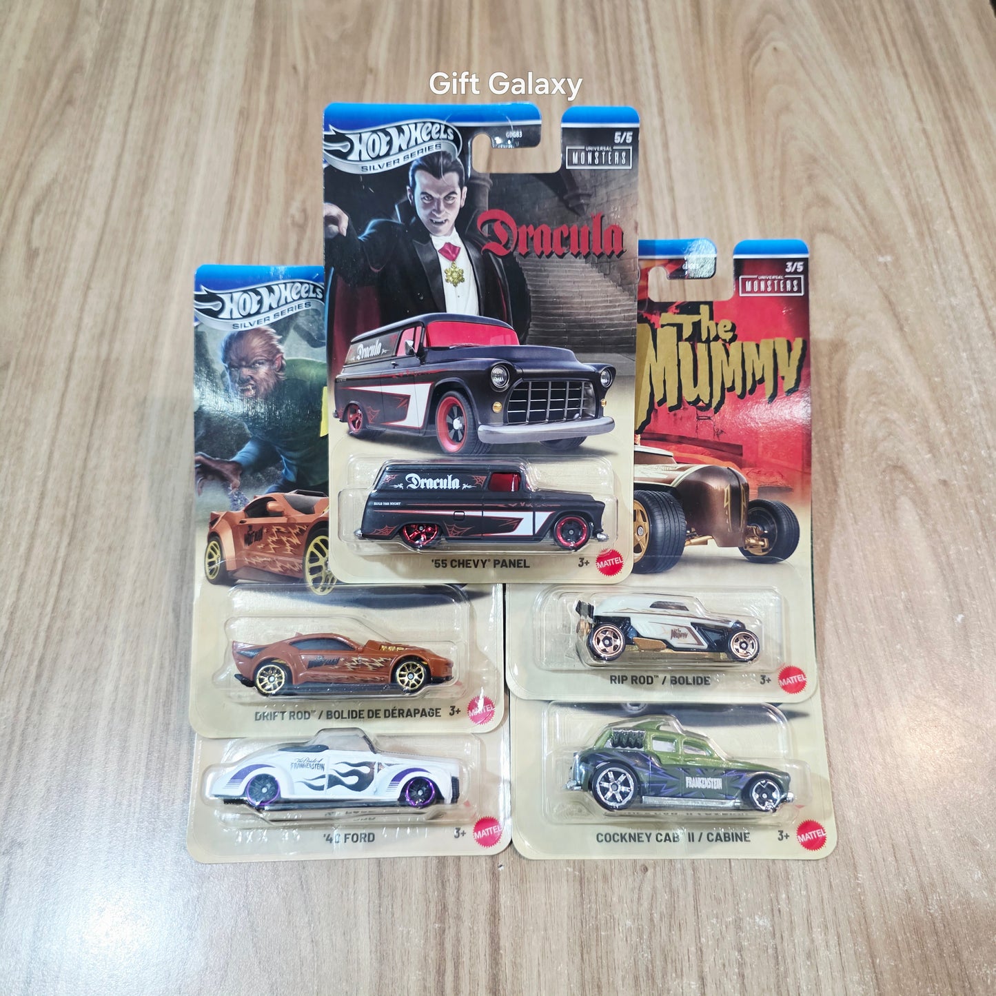 Hot Wheels Universal Monsters Silver Series (set of 5 cars) GDG83