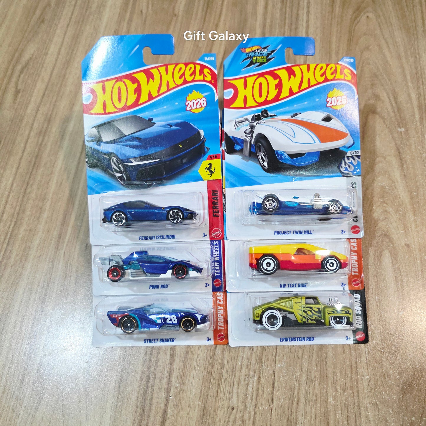 Hot Wheels Ferrari 12Cilindri, Punk Rod, Street Shaker, Project Twin Mill, HW Test Ride & Erikenstein Rod