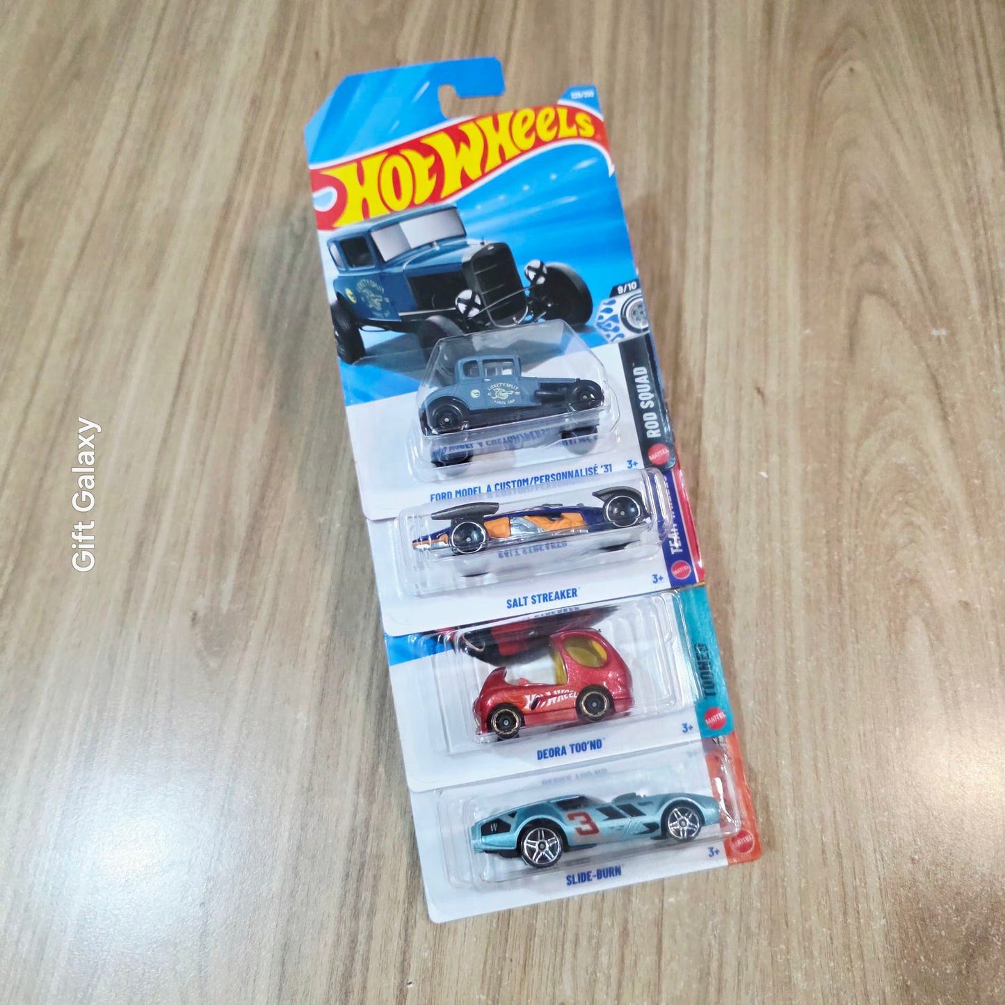 Hot Wheels Treasure Hunt Ford Model A Custom, Salt Streaker, Deora Toond & Slide Burn