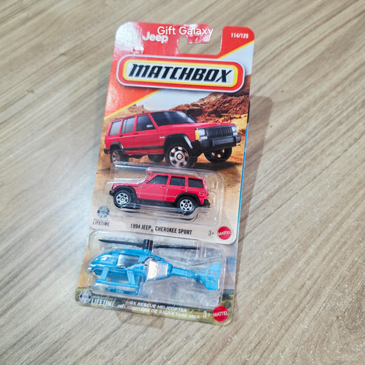 Matchbox 1994 Jeep Cherokee Sport & Mbx Rescue Helicopter