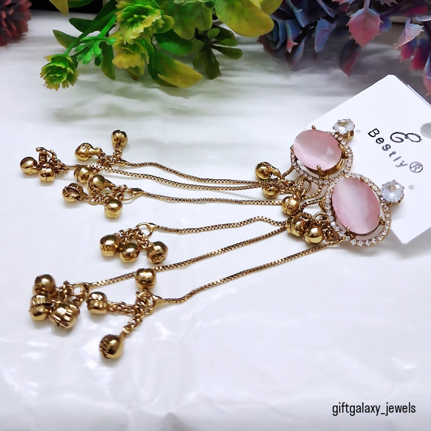 Royal Blue Stone Dangle Earrings for Women | Gold Plated Long Chain Party Wear Earrings